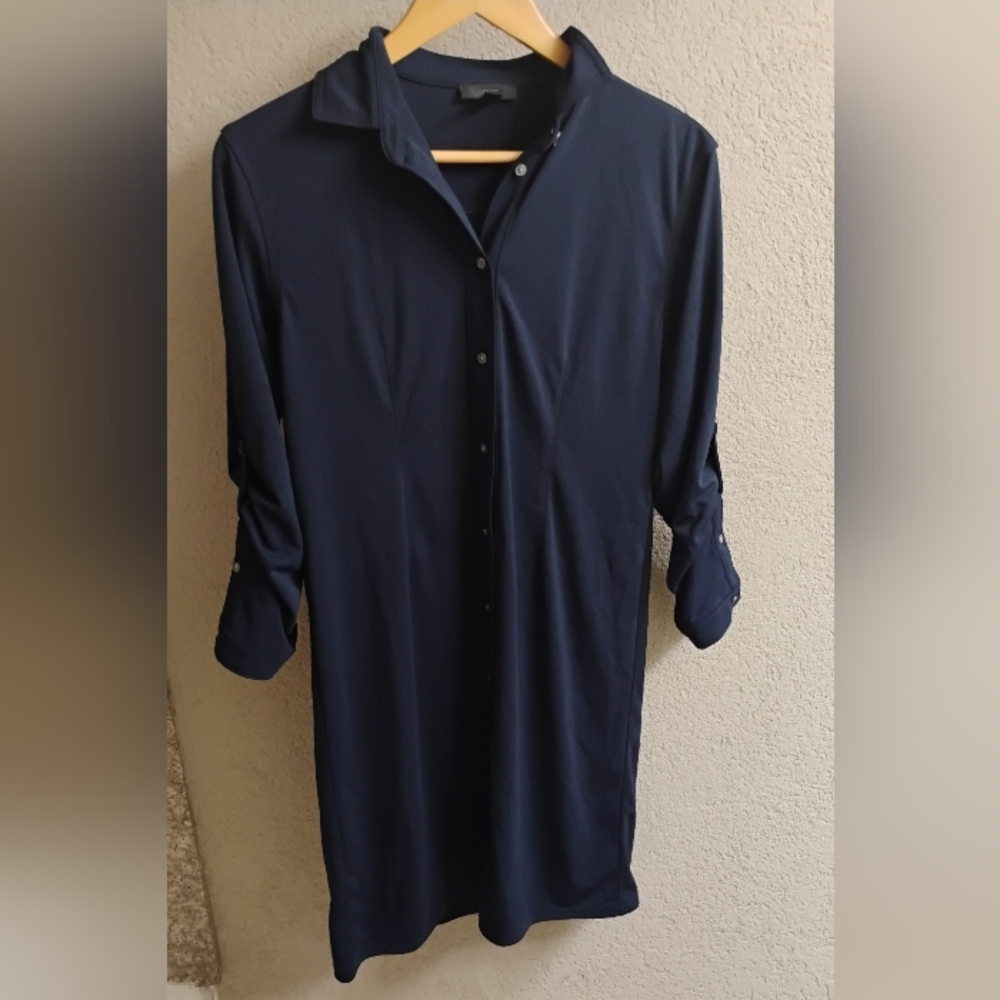 J. Crew Women's Button Front Midi Dress Size XS Navy Blue